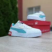 Женские кроссовки Puma Пума Cali, кожа, белые с бирюзовым. 39