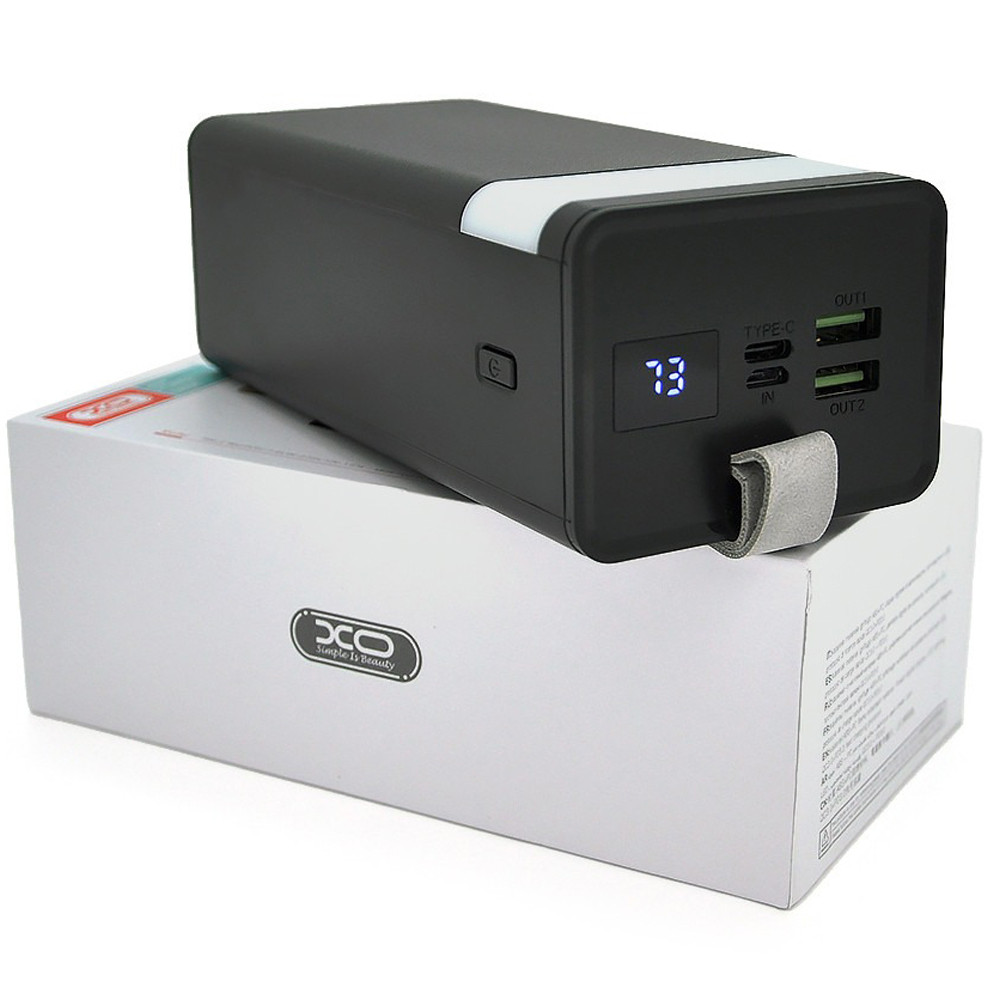 Портативний Power Bank XO-PR130 40000 mAh зовнішній акумулятор повербанк для смартфона швидка зарядка ліхтарик