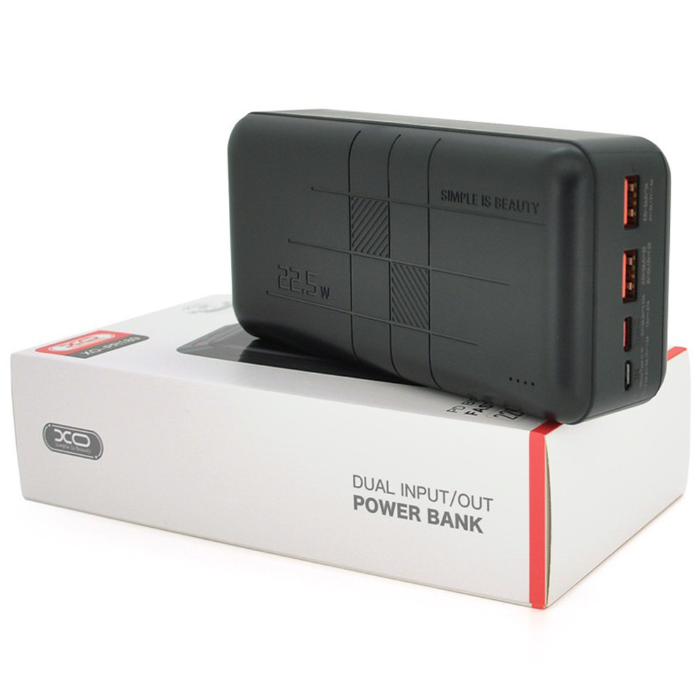 Портативний Power Bank XO-PR189 30000 mAh зовнішній акумулятор повербанк для смартфона швидка зарядка Чорний