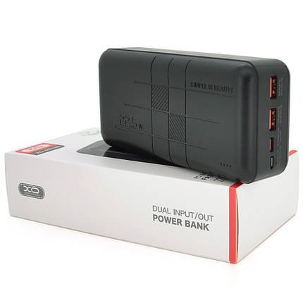 Портативний Power Bank XO-PR189 30000 mAh зовнішній акумулятор повербанк для смартфона швидка зарядка Чорний, фото 1