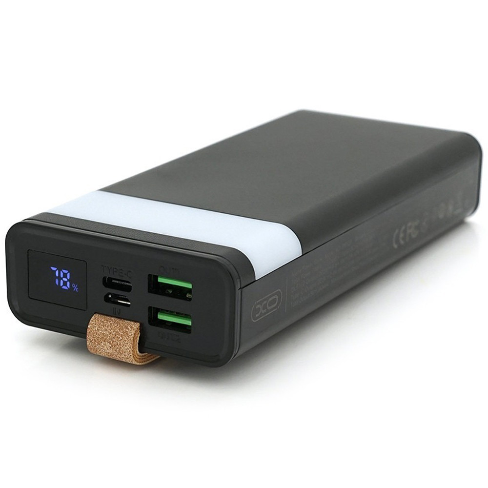 Портативний Power Bank XO-PR129 20000 mAh зовнішній акумулятор повербанк для смартфона швидка зарядка ліхтарик