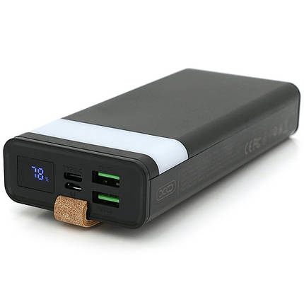 Портативний Power Bank XO-PR129 20000 mAh зовнішній акумулятор повербанк для смартфона швидка зарядка ліхтарик, фото 1