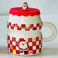 Керамічна чашка з кришкою "Новорічна Феєрія", 400мл