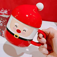 Новогодняя чашка с крышкой "Веселый Санта", 300мл