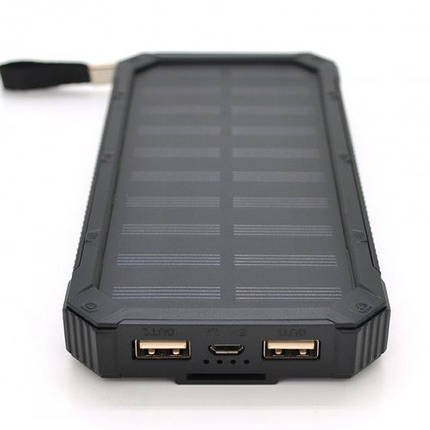 Портативний Power Bank Solar RH-30000-2 30000 mAh повербанк для смартфона з сонячною батареєю і ліхтариком, фото 1