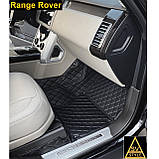 Килимки салону Range Rover Vogue з екошкіри 3D (2001-2012) з текстильними накидками, фото 3