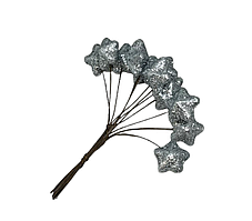 Блискучі зірочки (срібло), діаметр зірки 2,5 см, пучок-11-12 шт, Сріблястий