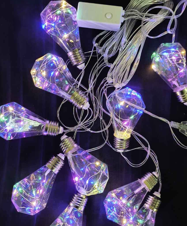 Світлодіодна гірлянда Штора Лампочки з росою 10 шт. LED 3х0.6м мультиколор Шестигранна, 4