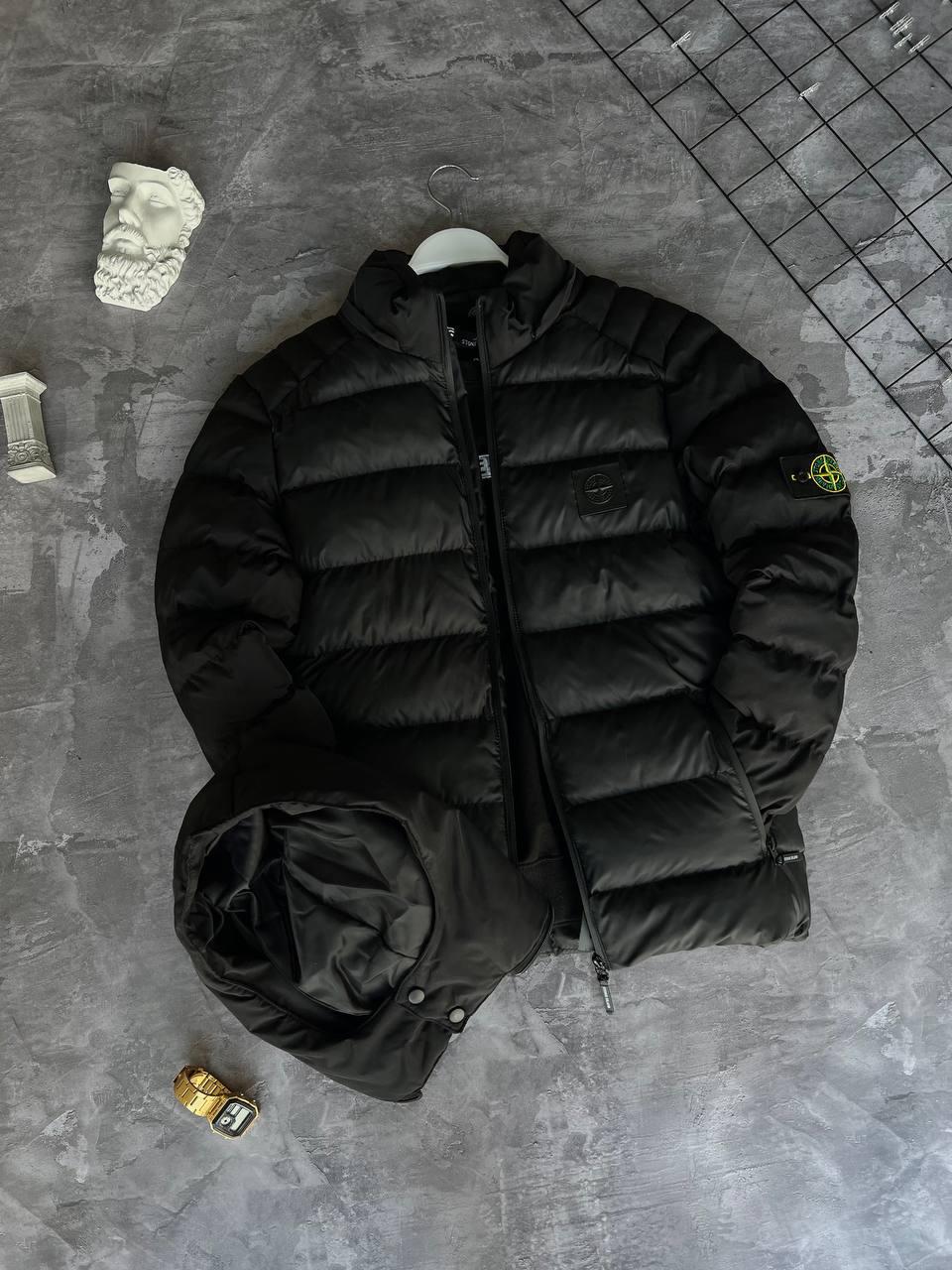 Чоловіча зимова куртка Stone Island M1689 чорна