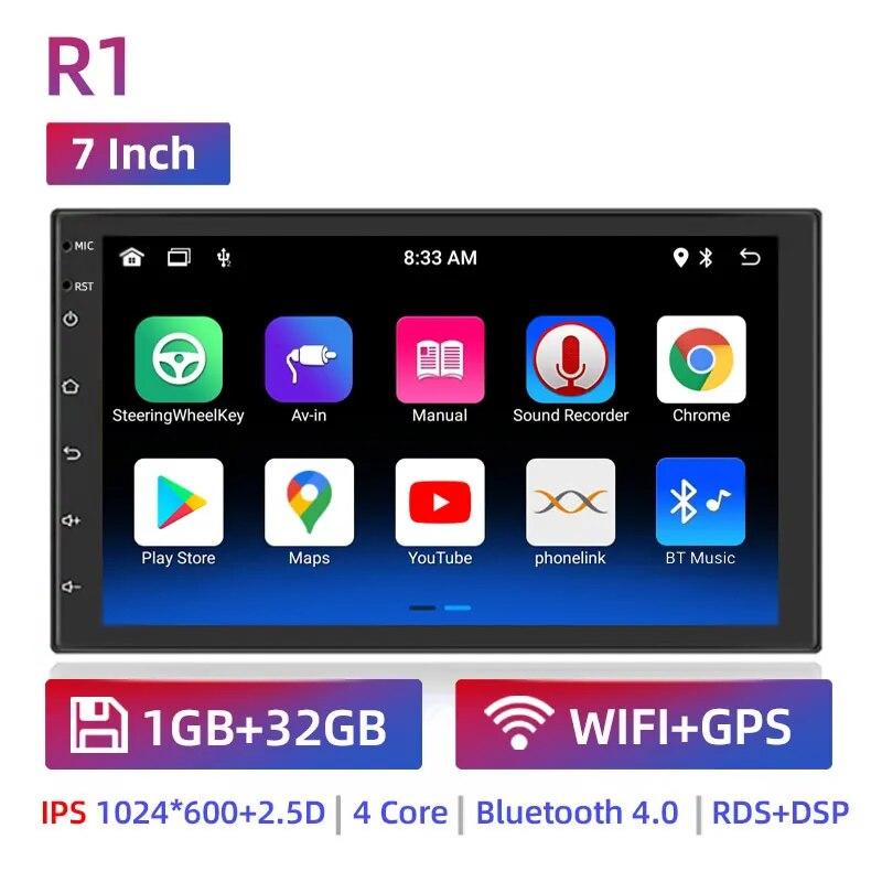 Автомагнітола 7 Ruancheng R1 1/32GГБ Android 10 (Wi-Fi GPS BT USB 2 DIN)