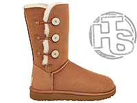 Жіночі мінісапоги UGG Bailey Button Triplet II Boot Caramel Brown ALL07529 (з хутром)