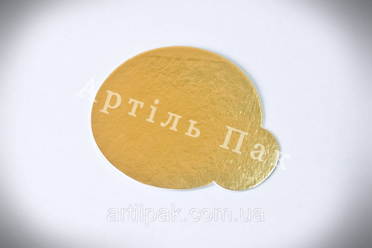 Підкладка картонна під торт і тістечко, золото срібло, Д80 з ручкою, фото 1