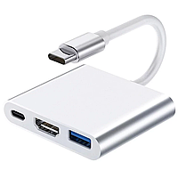 Перехідник Type-C to HDMI 4K, USB, Type-C, Buro, Сірий / Адаптер конвертер для ТБ, телефону, планшета