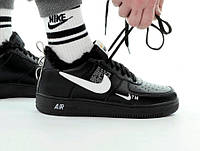 Nike Air Force Utiliti 1 Low Black White Winter Fur