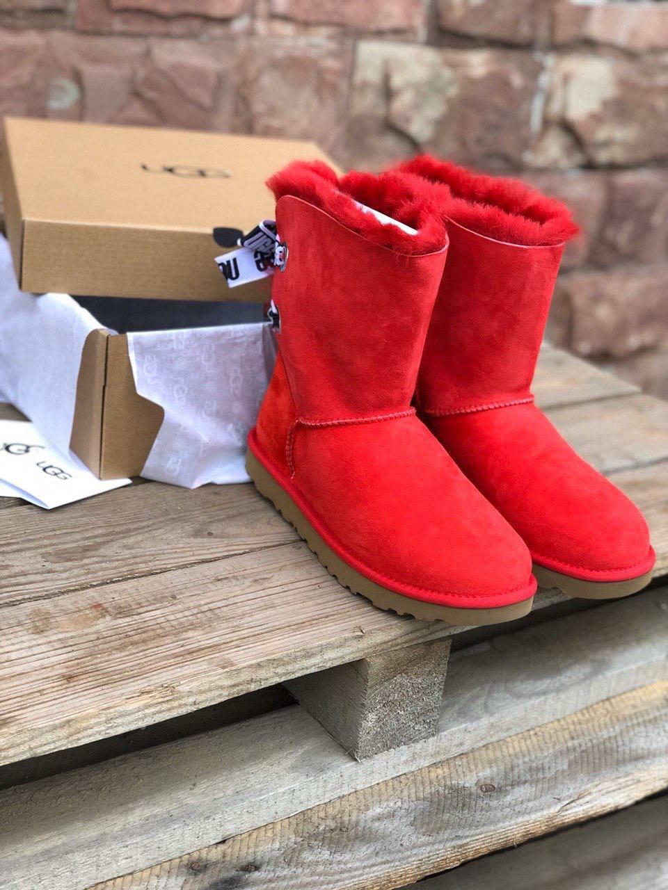 Женские ботинки UGG Bailey Bow Red сапоги, угги зимние - фото 5 - id-p1991681686