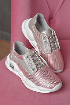 Кросівки дитячі для дівчинки демісезонні рожевого кольору 166108M