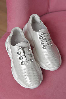Кросівки дитячі для дівчинки демісезонні сірого кольору 166111M