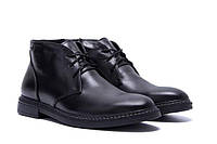 Мужские зимние кожаные ботинки классические черные VanKristi. Теплые ботинки мужские из натуральной кожи