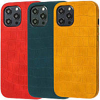 Кожаный чехол Croco Leather для Apple iPhone 12 Pro Max (6.7") GRI