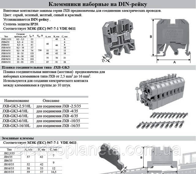 Клеммник наборной на дин-рейку JXB 6/35 зеленый A0130010014 - фото 2 - id-p351324124