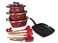Кухонный набор посуды с антипригарным покрытием и сковорода HK-317 Сковороды с гранитным покрыти GRI