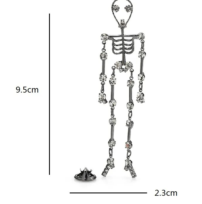 Подвижная крупная брошь брошка пин значок серебристый металл скелет человека - фото 3 - id-p1991783225