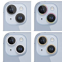Защитное стекло Metal Sparkles на камеру (в упак.) для Apple iPhone 15 (6.1") / 15 Plus (6.7") GRI