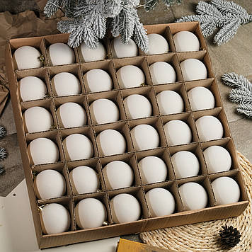 Набір ялинкових іграшок 36.шт "Оксамит білий" Кулі діаметром 8 см 36.шт