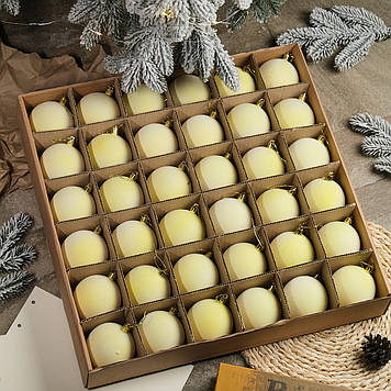 Набір ялинкових іграшок "Оксамит жовтий" Кулі діаметром 8 см. 36.шт