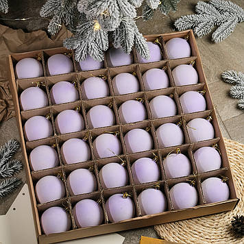 Набір ялинкових іграшок  "Оксамит фіолетовий" Кулі діаметром  8 см. 36.шт