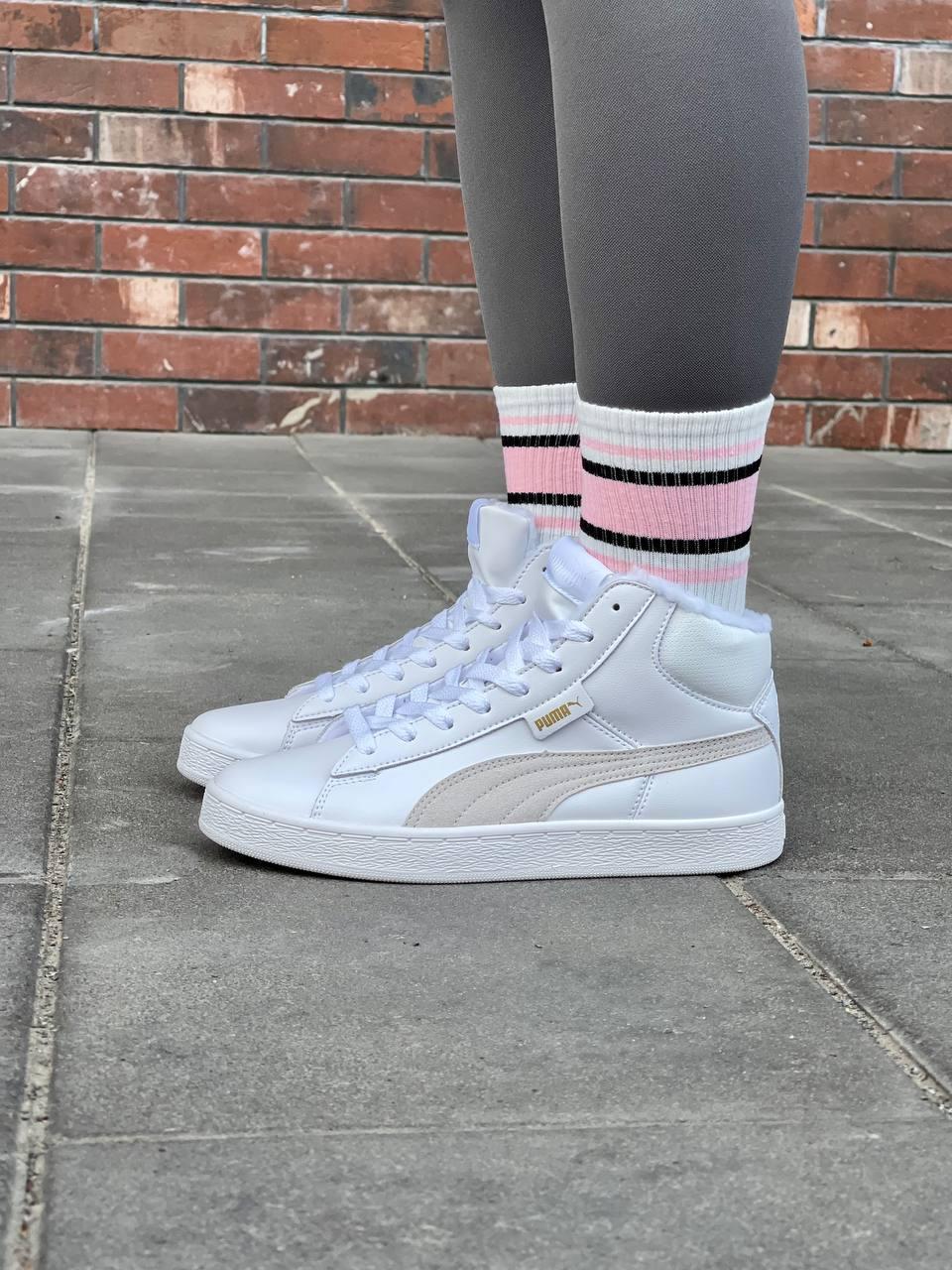 Зимові Жіночі Кросівки Puma Corduroy White / Пума Кордурой Білі (Хутро)