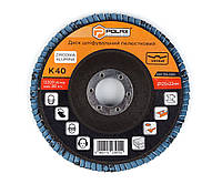 Круг (диск) Polax шліфувальний пелюстковий для КШМ (болгарки) оксид цирконію 125*28 мм зерно K40 (54-090)