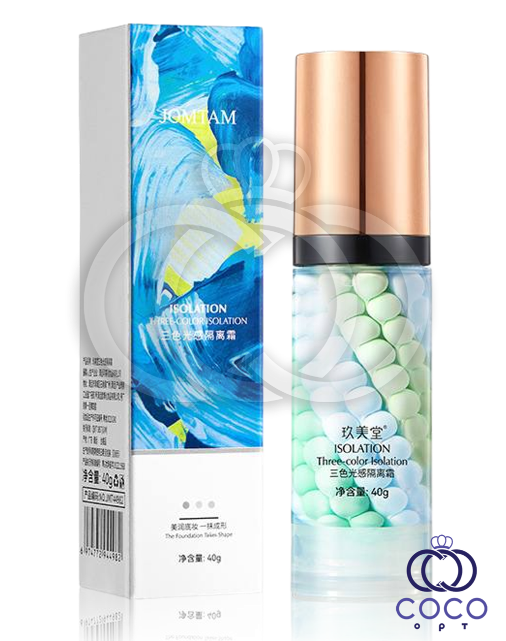 Вирівнювальна база під макіяж Jomtam Isolation Three Color Grooming триколірна морська хвиля 40 г
