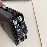 Чоловічий гаманець. Чоловічий клатч. Гаманець чоловічий місткий портмоне Чорний, фото 5