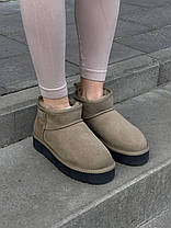 Зимові Жіночі Черевики UGG Classic Ultra Mini Platform Khaki / УГГ Класик Ультра Міні Платформа Хакі, фото 6