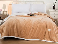 Великий плед на ліжко 200*230 двоспальні євро універсальний, пледи з мікрофібри стильні м'який Бежевий