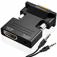 Переходник с HDMI на VGA 2в1, со звуком, Full HD / / Адаптер HDMI (мама) VGA (папа)