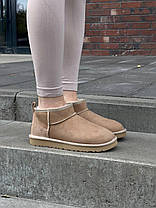 Зимові Жіночі Черевики UGG Classic Ultra Mini Beige Sand / УГГ Класик Ультра Міні Сенд Бежеві, фото 4