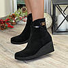 Черевики жіночі на танкетці, з натуральної замші, фото 4