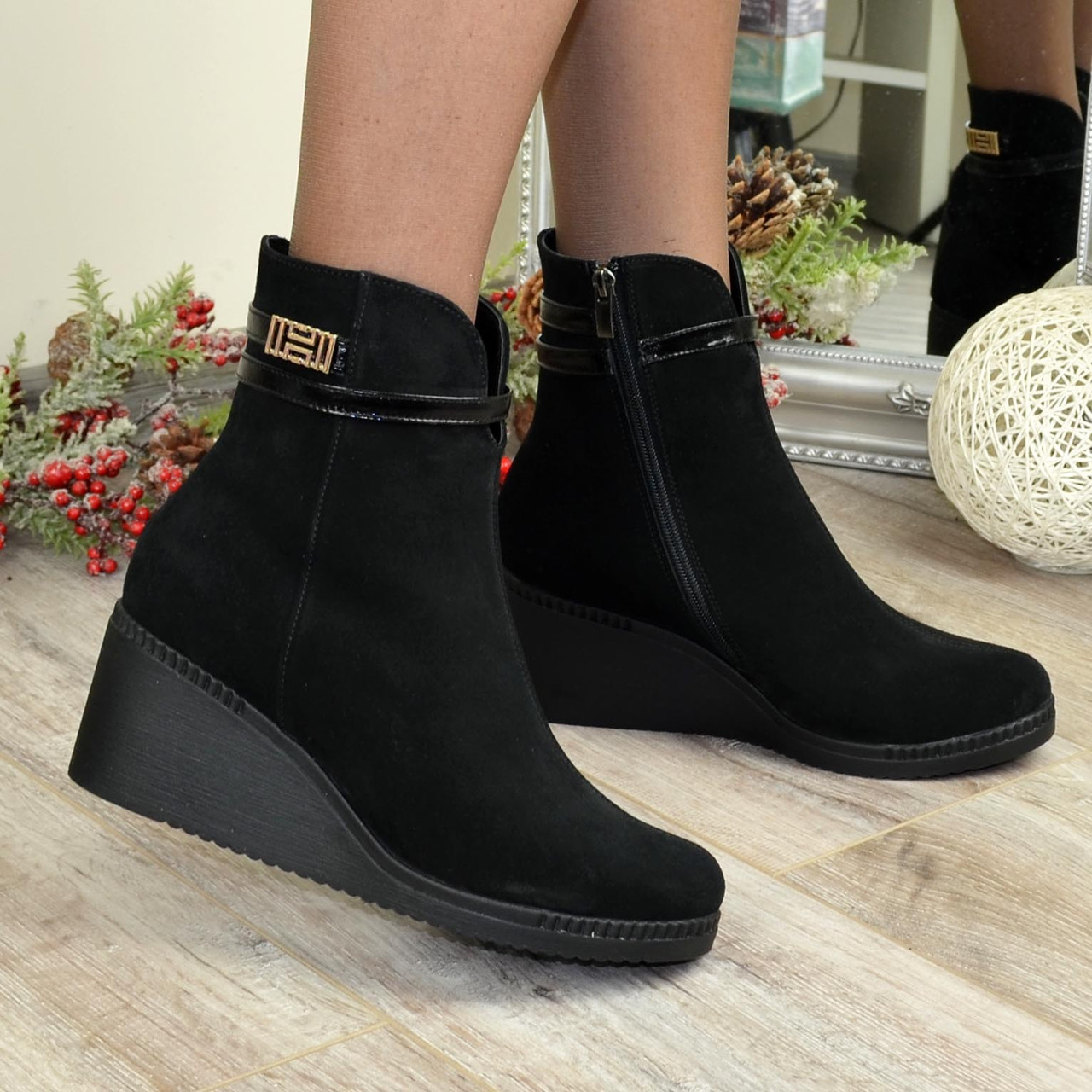 Полуботинки женские на танкетке, из натуральной замши: продажа, цена в ...