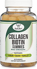 Колаген Double Wood Supplements Collagen Gummies with Biotin and Zinc (for Hair Skin and Nails) 60 Gummies
