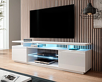 Пряма тумба під телевізор зі скляними полицями Cama Eva 180/56/40 см