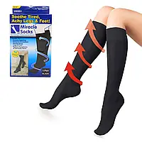 Лікувальні шкарпетки з масажним ефектом Miracle Socks, Чорні / Компресійні гольфи від варикозу