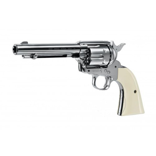 Пневматичний револьвер Umarex Colt Single Action Army 45 Brown дизайн нікель, фото 1