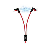 Кабель usb 2 in 1 (Lightning , Micro) « Hoco - X12 L shape , Magnetic Adsorption » Red