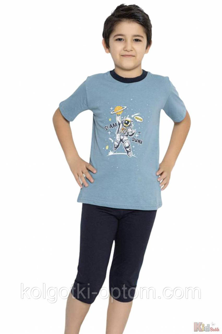 ОПТОМ Упаковка (158-164-170-176) Піжама футболка+бриджі з космонавтом для хлопчика-підлітка Minimoon