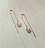 Протяжки герб України срібні сережки з позолотою, фото 2