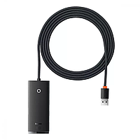 Хаб Baseus Lite Series 4в1 2метра USB - 4хUSB3.0 Hub WKQX030201 Black