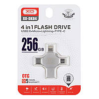 USB Flash Drive XO DK04 USB2.0 4 in 1 256GB Цвет Стальной