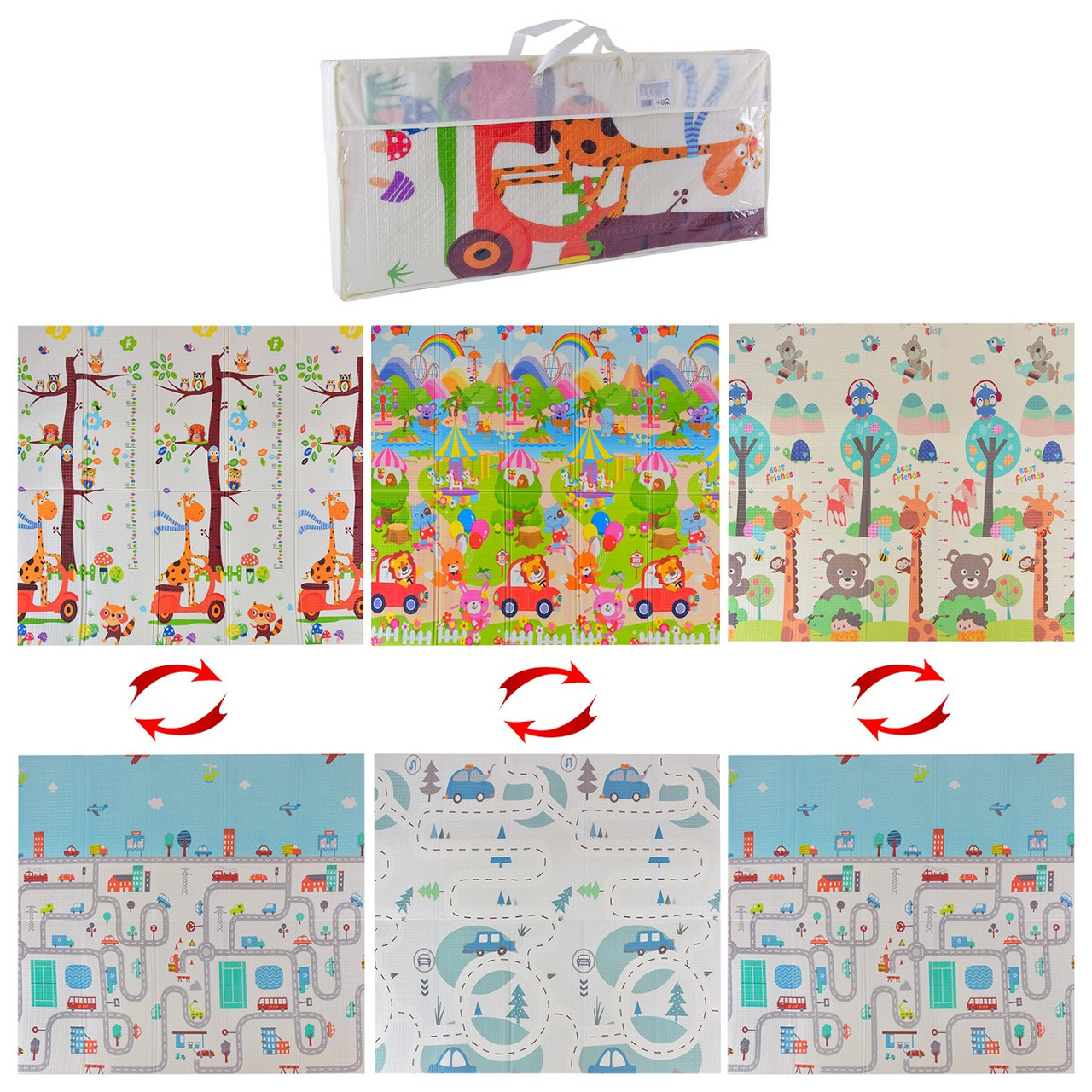 Игровой термо коврик двух-стор. 33501 (10шт)складной, материал XPE, 200 ...